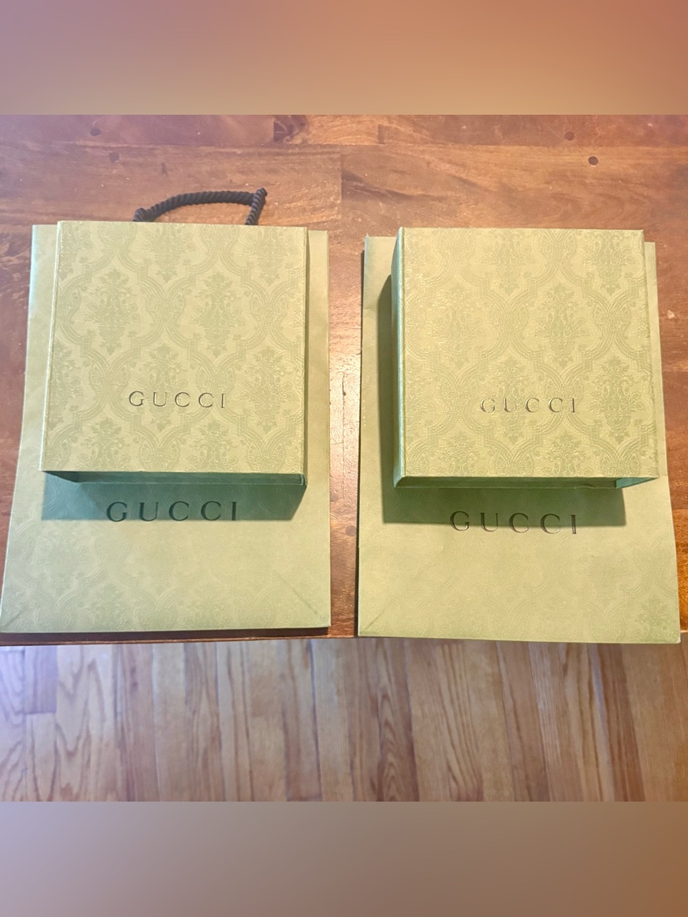 Authentic green Gucci boxes with bags